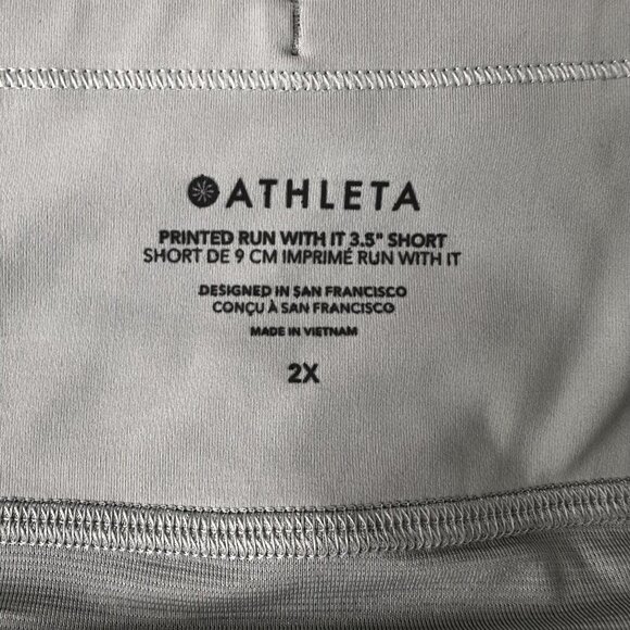 Athleta Shorts Womens 2X Gray Printed Run With It 3.5 Inch Running Lightweight - Picture 12 of 12
